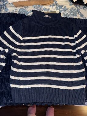 J.Crew Navy and White Striped Knit Top